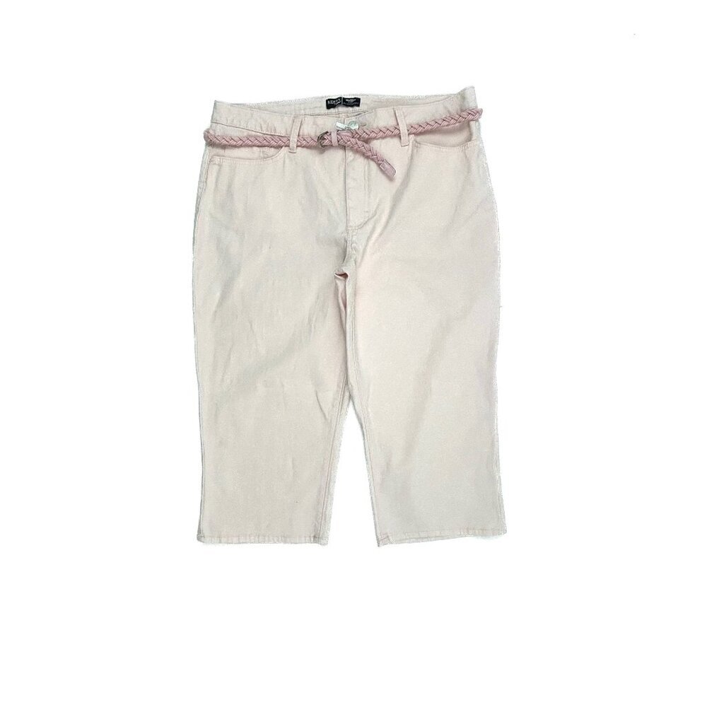 Riders by Lee Mid Rise‎ Capri Belted Women's size 18 Pink Denim Jeans